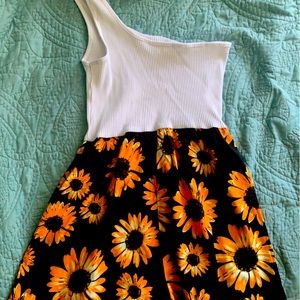 One shoulder Sunflower Romper